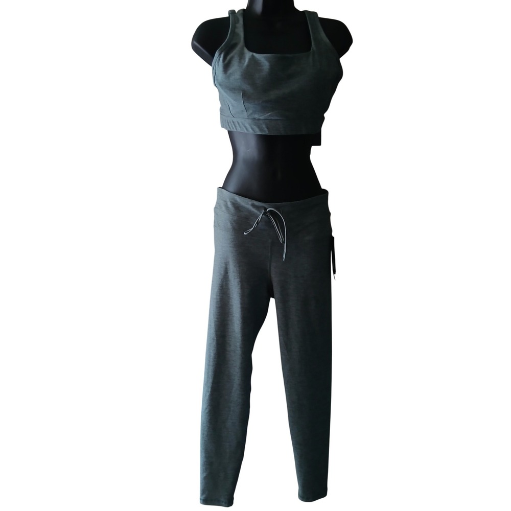 Athletic Works Womens Heather‎ Gray 2 Piece Activewear Set Bra and Leggings NEW